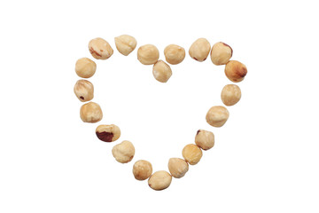 isolated heart of nuts