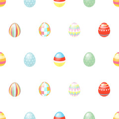 Happy Easter. Happy holiday eggs pattern, seamless background for your greeting card design. Cute decorated easter eggs.