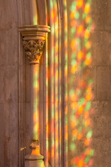 Stained Glass Lights on Stone Pillar