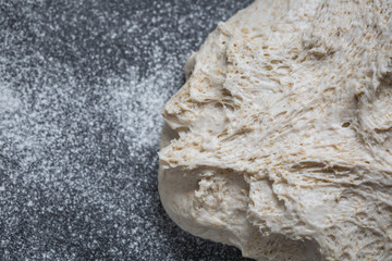 Dough on natural rye ferment. With bran. Alive. Natural. Without yeast. The concept of a healthy diet.