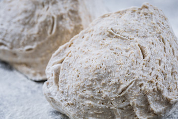 Dough on natural rye ferment. With bran. Alive. Natural. Without yeast. The concept of a healthy diet.
