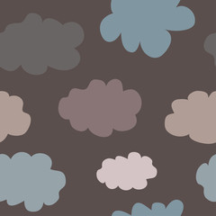 Fototapeta premium Dark sky with clouds. Seamless vector pattern. Cartoon nature background