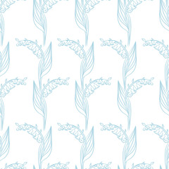 May lily vector seamless pattern. Beautiful floral background. Blue flowers