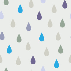 Beautiful seamless pattern with colorful raindrops. Weather decoration.  Cute background, design for wrapping paper, fabric, cards, backdrops