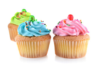 mini tasty cupcake isolated on white background