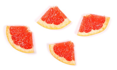 Grapefruit slices isolated on white background, top view
