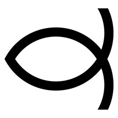 A simple vector illustration of Ichthys symbol in black on an isolated white background