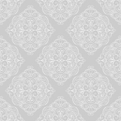 Vector seamless monochrome pattern with decorative mandala