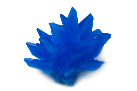 big copper sulphate crystal on white background