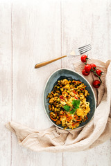 asian food fried noodle on the table