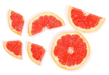 Obraz na płótnie Canvas Grapefruit slices isolated on white background, top view