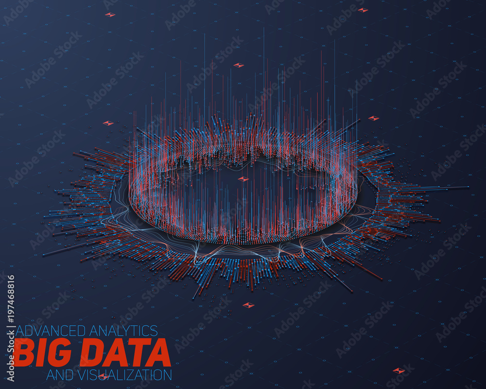 Poster big data circular perspective visualization. futuristic infographic hud. information aesthetic desig