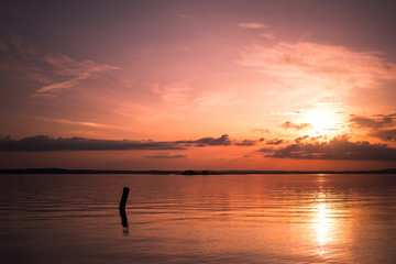 Beautiful sunset reflected in the lake