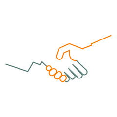 Logotipo manos unidas lineal en gris y naranja © teracreonte