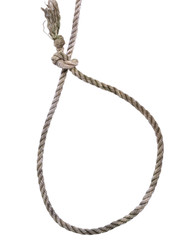 Old coil of rope on a white background