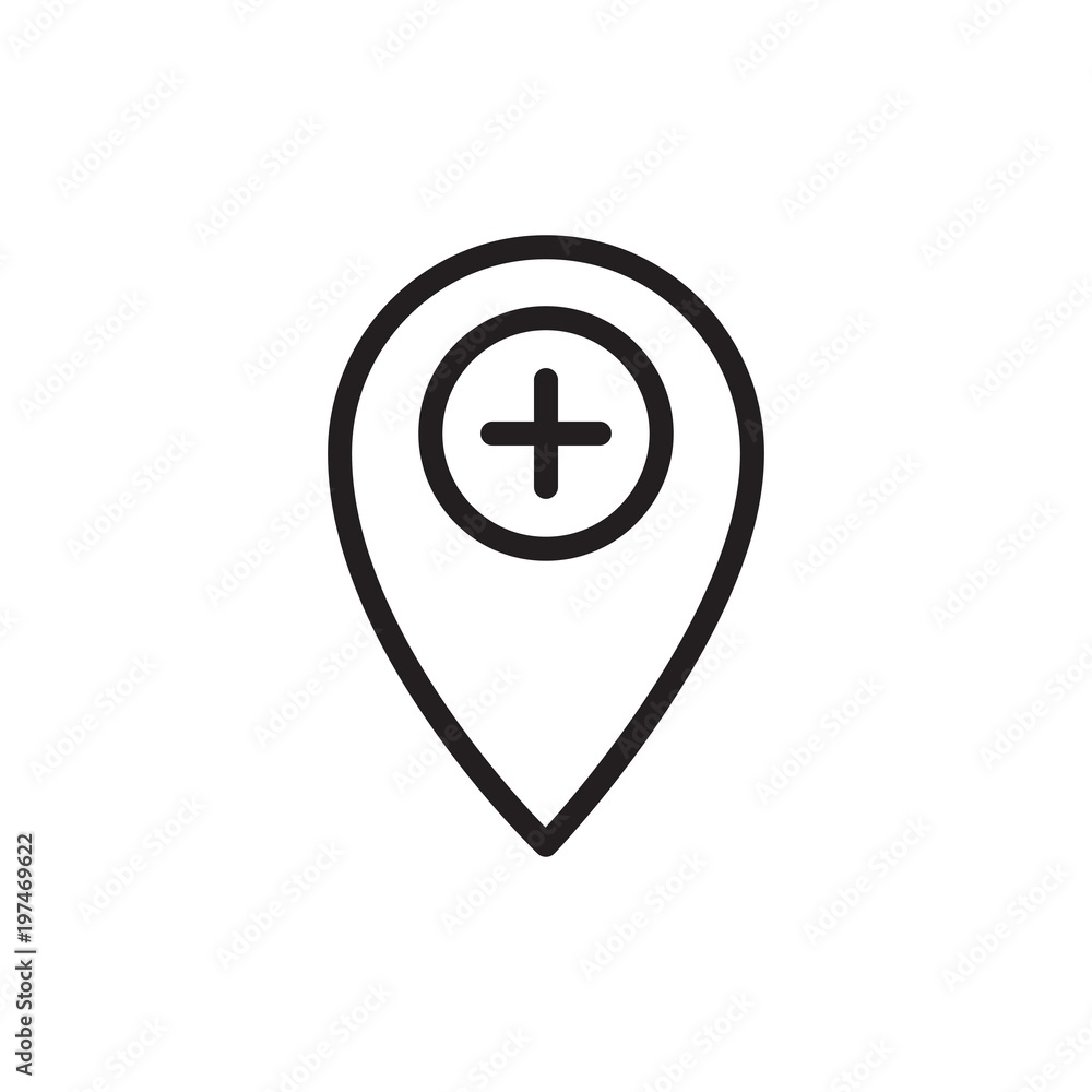 Poster add location outlined vector icon. modern simple isolated sign. pixel perfect vector illustration fo