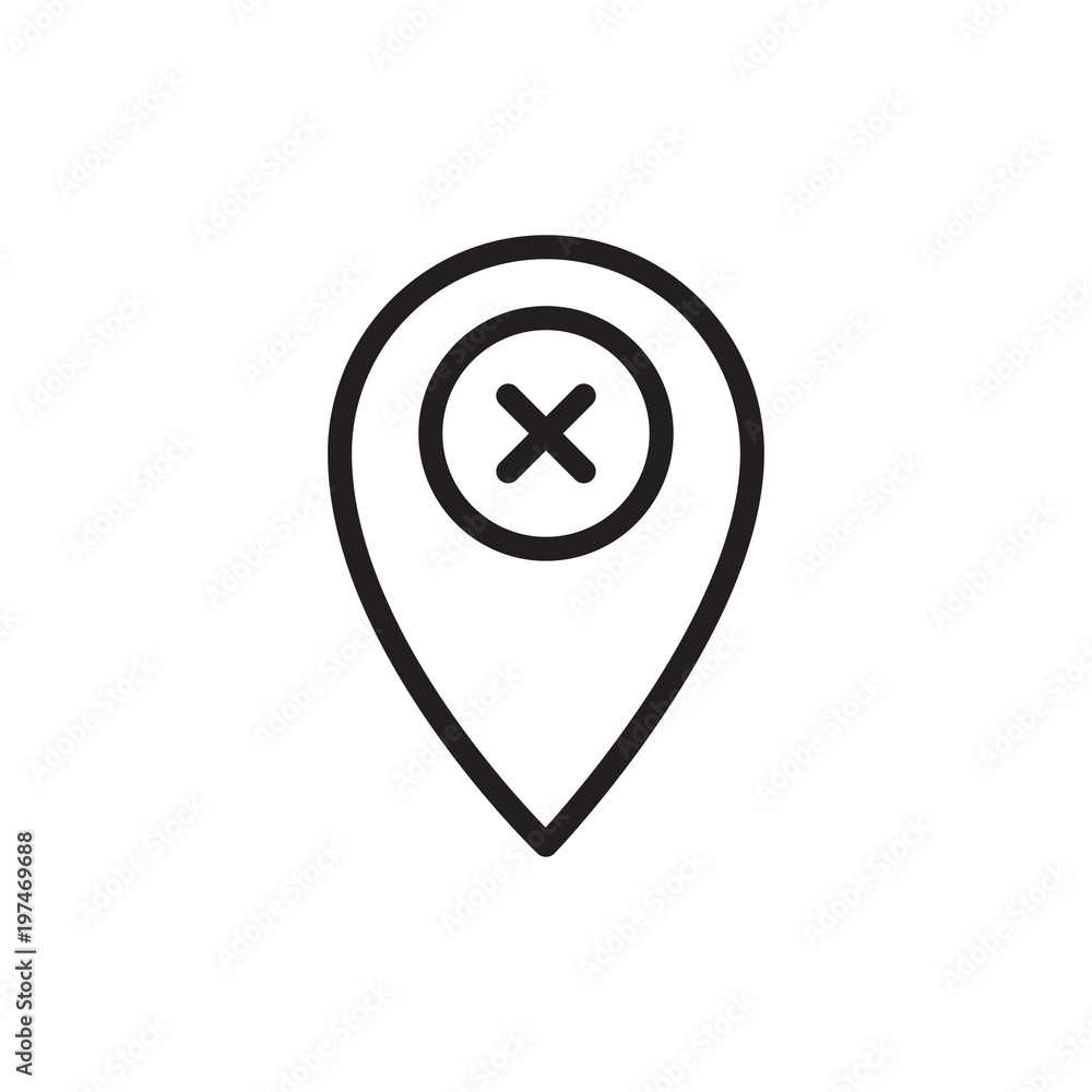 Poster delete location outlined vector icon. modern simple isolated sign. pixel perfect vector illustration