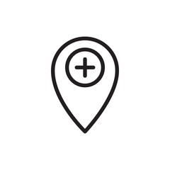 Obraz premium add location outlined vector icon. Modern simple isolated sign. Pixel perfect vector illustration for logo, website, mobile app and other designs