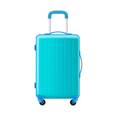 Blue suitcase, on a white background. Vector icon.