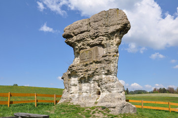Sandstone rock Diabelska Maczuga near Kamienna Góra, Lower Silesia, Poland