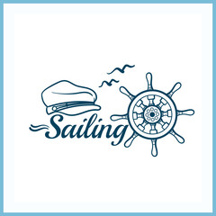 Fototapeta premium Sailing Badge With Handwheel