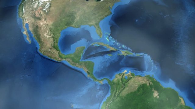 Zooming through space to a location in Central America animation - Mexico - Image Courtesy of NASA