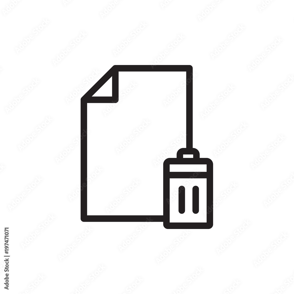 Poster delete file, remove file outlined vector icon. modern simple isolated sign. pixel perfect vector ill