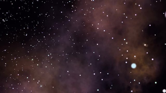 Flying through star fields and nebula in deep space.
