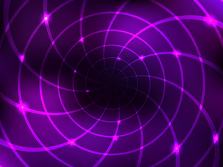 Abstract 3D space background for design. Black hole. Glowing lines. Vector illustration.