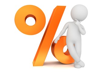 percent 3d orange percentage sign man isolated