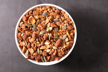 bowl of granola cereal