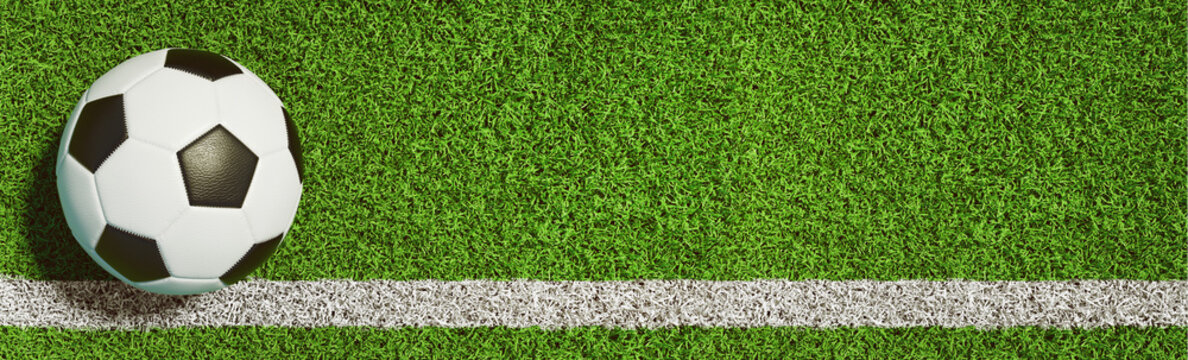 Fußball auf Rasen als Panorama Hintergrund