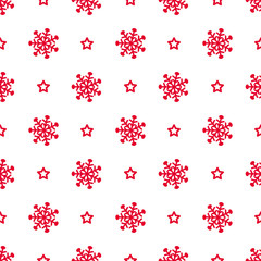 vector abstract christmas pattern with snowflakes and stars, red and white color