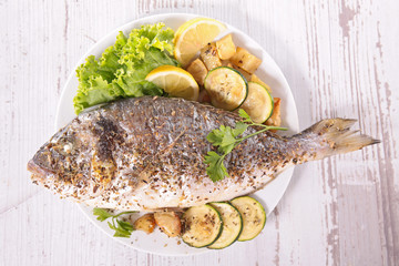 grilled fish and vegetable