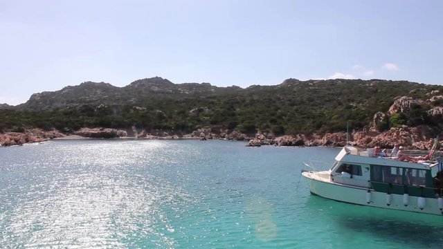 Boat at the blue lagoon in corsica