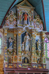 Fototapeta na wymiar Guimiliau. Eglise saint Miliau. Retable de saint Joseph. Finistère. Bretagne