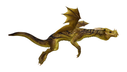 3D Rendering Fantasy Dragon on White