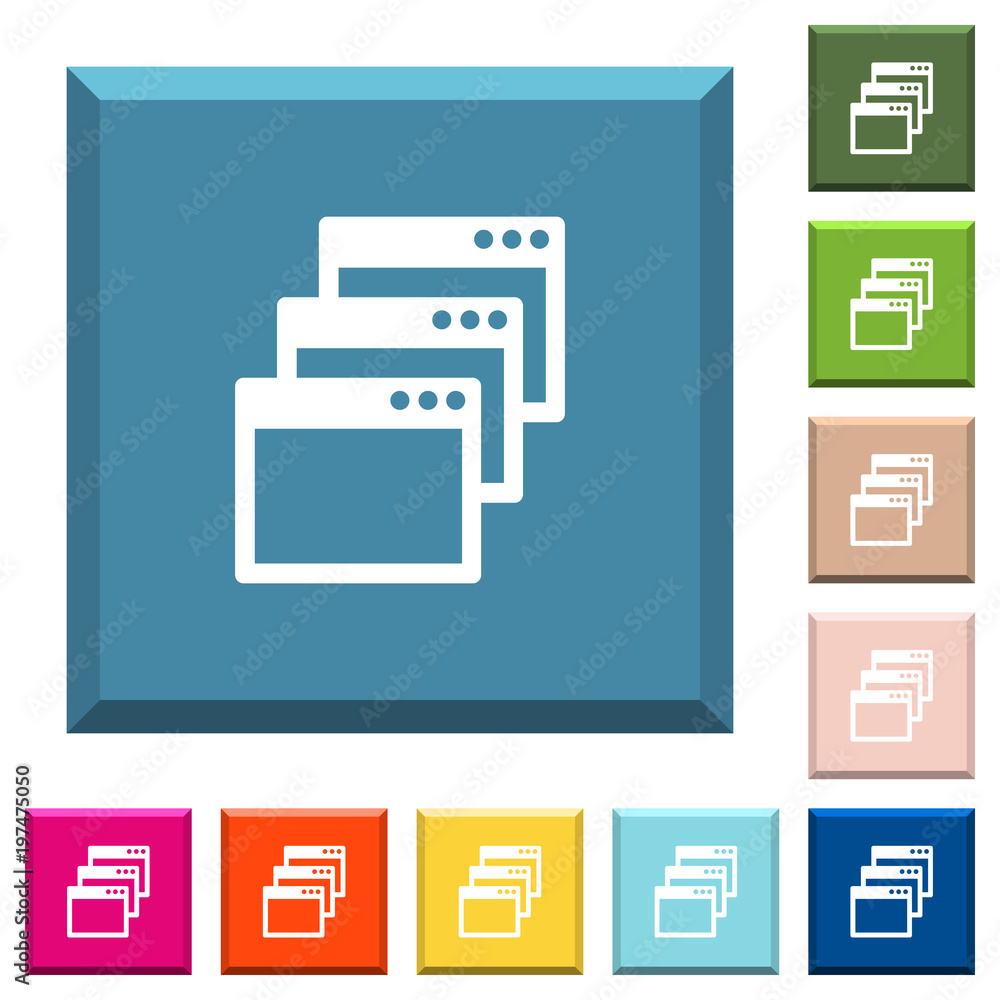 Poster cascade window view mode white icons on edged square buttons