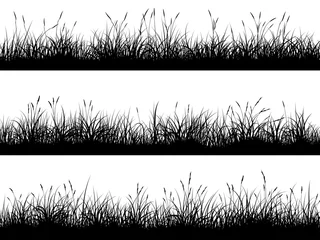 Foto op Canvas Horizontal banners of meadow silhouettes with high grass. © vertyr