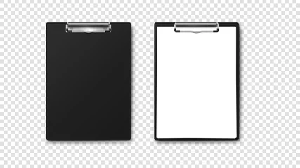 Foto op Plexiglas Empty Paper Holder And Clipboard With A4 Paper Stack. Isolated On Tansparent Background Vector Template © Yarkee