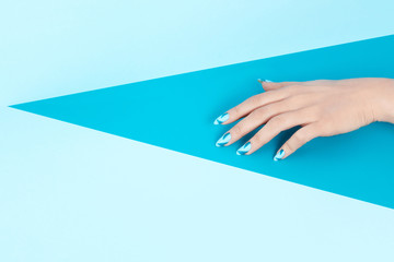 Nail Art. Hands With Colorful Nails.
