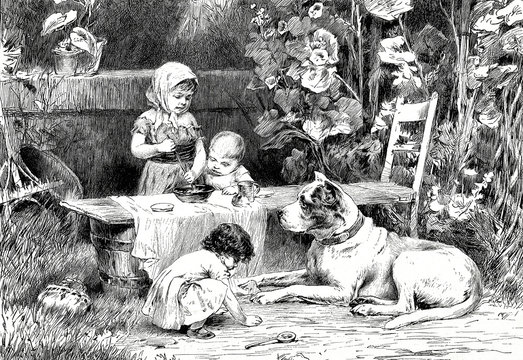 Kinder bereiten das Essen f&uuml;r einen Hund zu