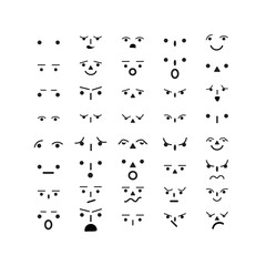 Different emoji vector icons for design. Doodle cartoon face in childlike manga cartoon style. Set of cute lovely kawaii emoticon
