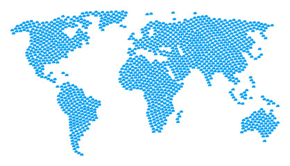 Global geography atlas pattern created of cloud design elements. Raster cloud icons are composed...