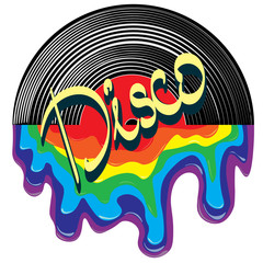 Music in the style of disco, vinyl record