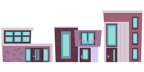 Set of modern building isolated on white background. Flat design. Vector illustration