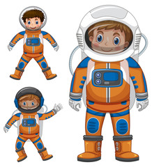 Three kids in astronaut outfit