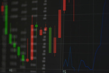 Images with numbers and charts of investment in stock market. Trading concept