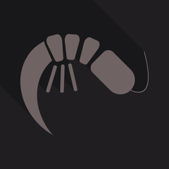 One Cooked Shrimp Without Shell Primitive Cartoon Icon