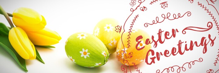 Composite image of happy easter red logo against a white